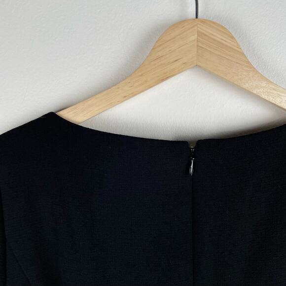 90s Vintage Bow Detail Mini Dress Black Size 4 Party Coquette 3/4 Sleeve LBD - Picture 8 of 8